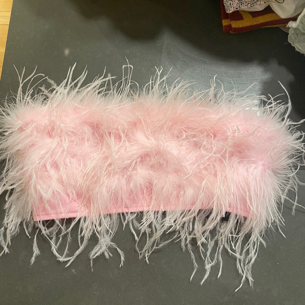 Fashion Nova Feathered Tube Top Size M